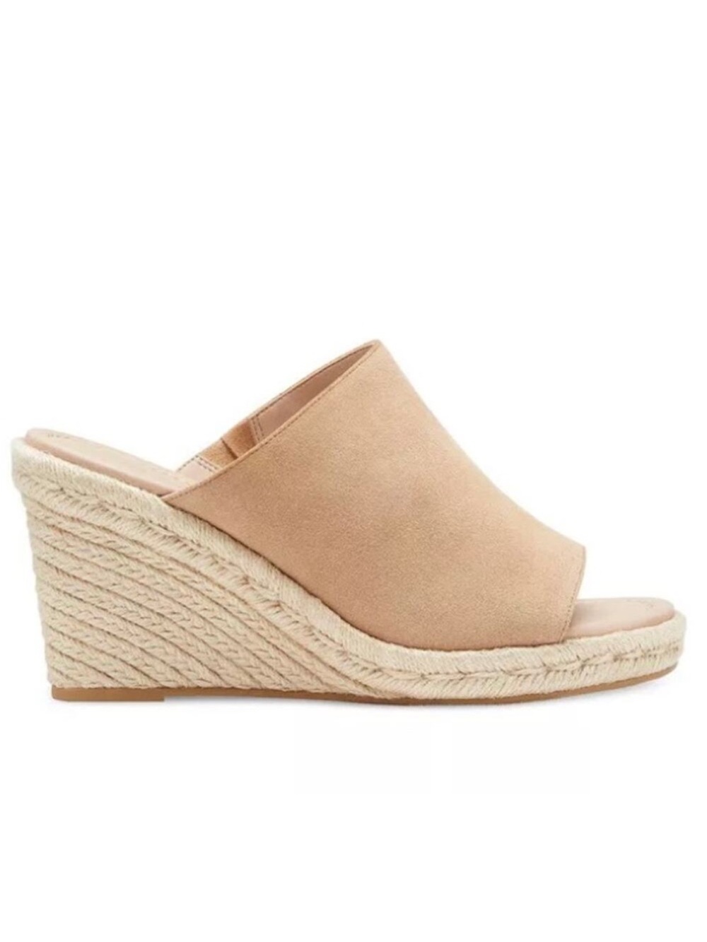 Stuart Weitzman Mykonos Nude Suede Espadrille Slide Wedges - Picture 8 of 10